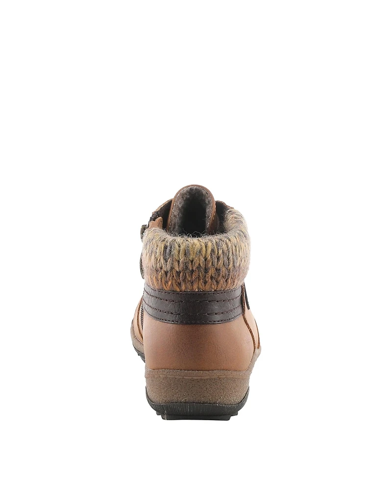 Spring Step Clifton Lace-Up Booties with Sweater Cuff and Shock-Absorbing Sole
