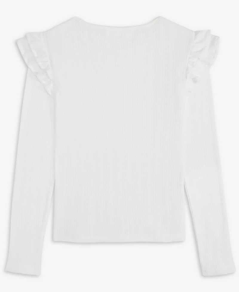 Epic Threads Little & Big Girls Ruffle Sleeve Pointelle Top, Macy's Exclusive