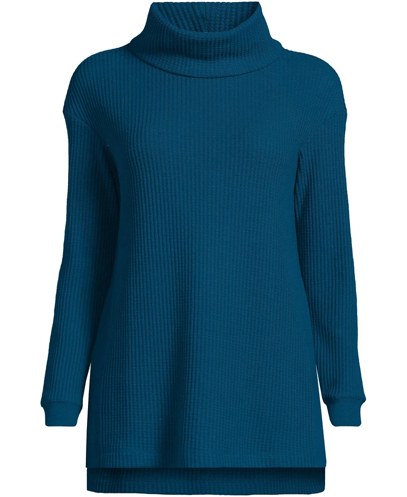 Lands' End Plus Long Sleeve Waffle Cowl Neck Tunic