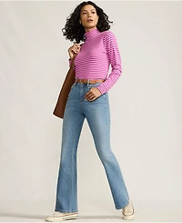 Lands' End Women's Tall Relaxed Cotton Long Sleeve Mock Turtleneck