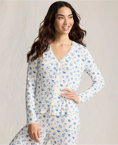 Lands' End Women's Pointelle Long Sleeve Sleep Cardigan