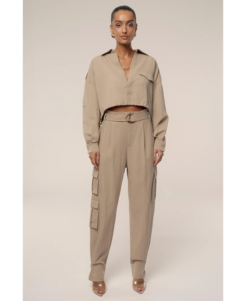Jluxlabel Women's Oasis Collared Crop Top