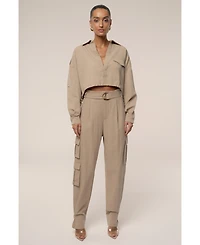 Jluxlabel Women's Oasis Collared Crop Top