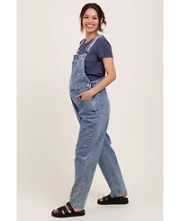 Pinkblush Light Blue Wash Rolled Cuff Maternity Denim Overalls