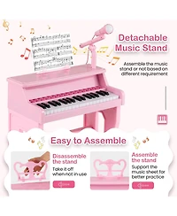 Mecale 37 Keys Music Piano with Microphone Kids Piano Keyboard with Detachable Music Stand