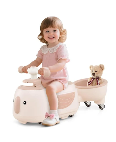 Toddler Ride on Toy with Trailer and Light Music