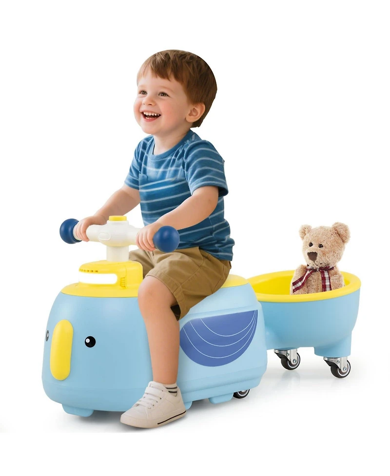 Toddler Ride on Toy with Trailer and Light Music