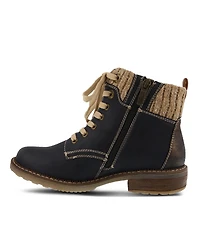 Spring Step Khazera Water-Resistant Bootie with Faux Shearling Lining and Sculpted Heel