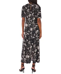 Vince Camuto Women's Printed Elbow-Sleeve Maxi Dress