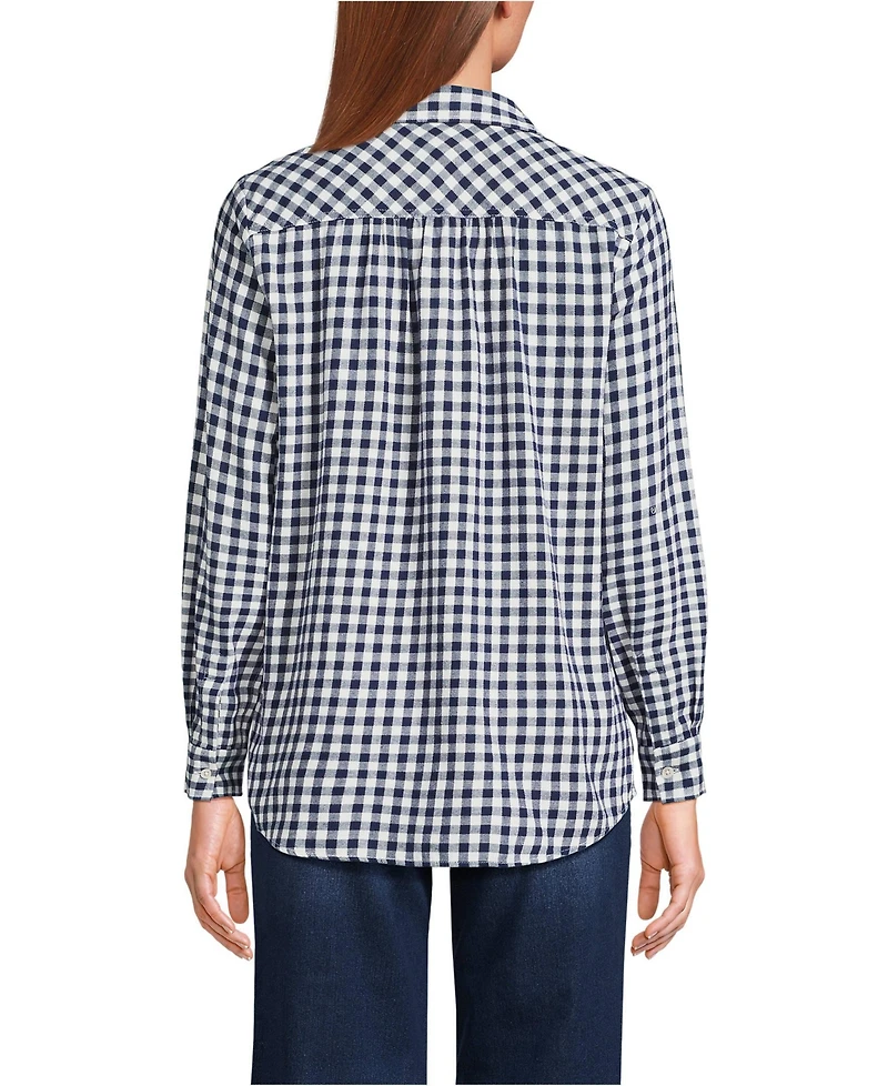 Lands' End Women's Petite Flannel Boyfriend Fit Long Sleeve Shirt