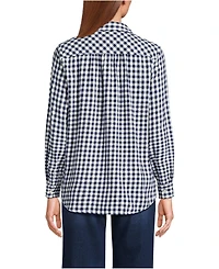 Lands' End Women's Petite Flannel Boyfriend Fit Long Sleeve Shirt
