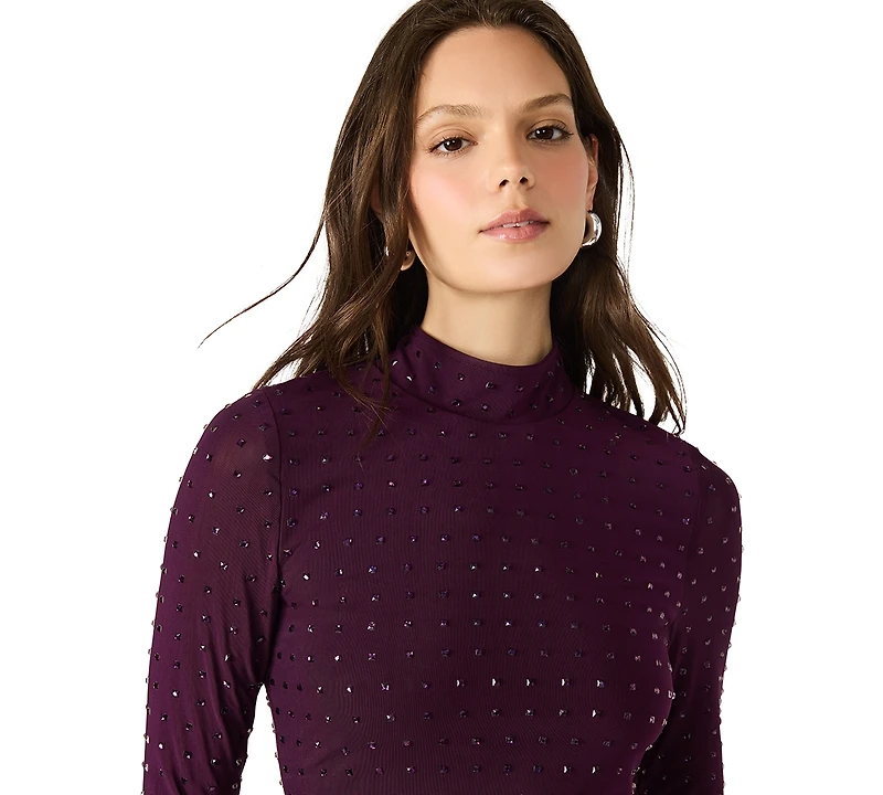 Steve Madden Women's Melvina Mock Neck Long Sleeve Top