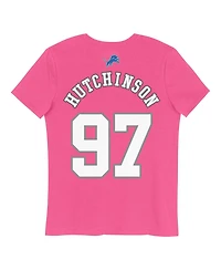 Nike Big Girls Aidan Hutchinson Pink Detroit Lions Player Name Number T-Shirt