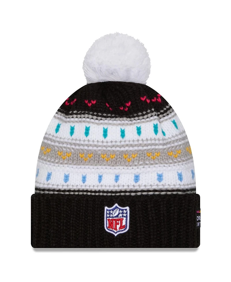 New Era Women's Black San Francisco 49ers 2025 Nfl Crucial Catch Cuffed Knit with Pom Hat