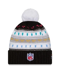 New Era Women's Black San Francisco 49ers 2025 Nfl Crucial Catch Cuffed Knit with Pom Hat
