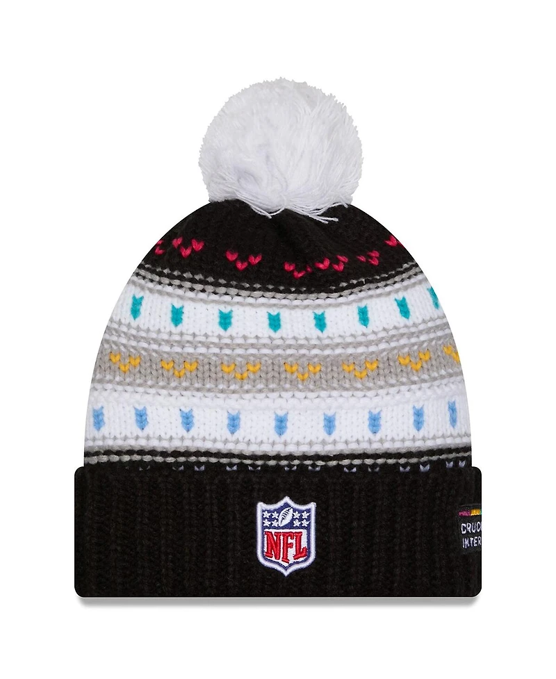 New Era Women's Black New Orleans Saints 2025 Nfl Crucial Catch Cuffed Knit with Pom Hat