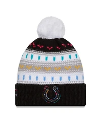 New Era Women's Black Indianapolis Colts 2025 Nfl Crucial Catch Cuffed Knit with Pom Hat