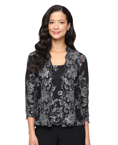 Alex Evenings Petite Embroidered Twinset