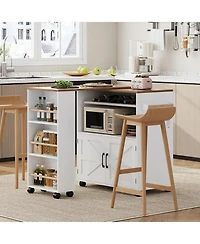 Ironck Kitchen Island with Storage and Power Outlet, White