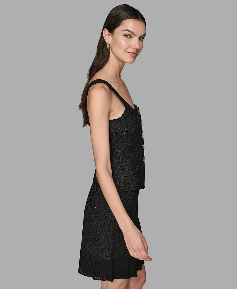 Karl Lagerfeld Paris Women's Novelty Button-Detail Top