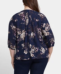 Nydj Plus Pintuck V-Neck Top
