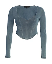 Jluxlabel Women's Tesa Sweetheart Denim Top