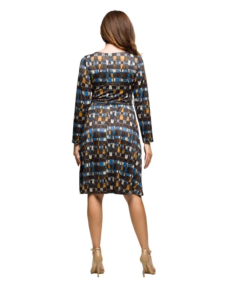 24seven Comfort Apparel Women's Long Sleeve Wrap Dress