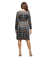 24seven Comfort Apparel Women's Long Sleeve Wrap Dress