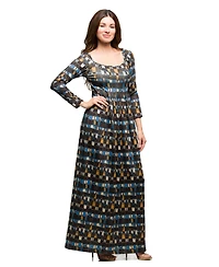 24seven Comfort Apparel Women's Brown Geometric Print Long Sleeve Dress