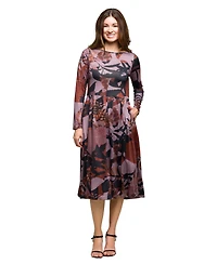 24seven Comfort Apparel Women's Long Sleeve Midi Dress