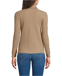 Lands' End Women's Petite Long Sleeve Waffle Collared Shacket