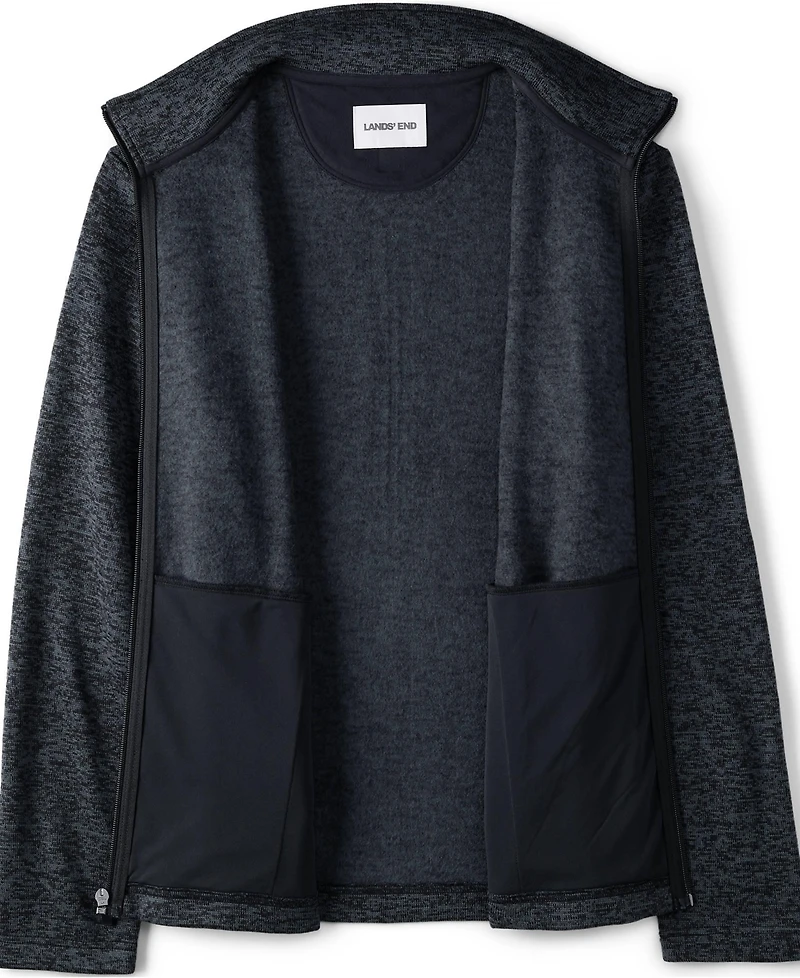 Lands' End School Uniform Men's Sweater Fleece Zip Front Jacket