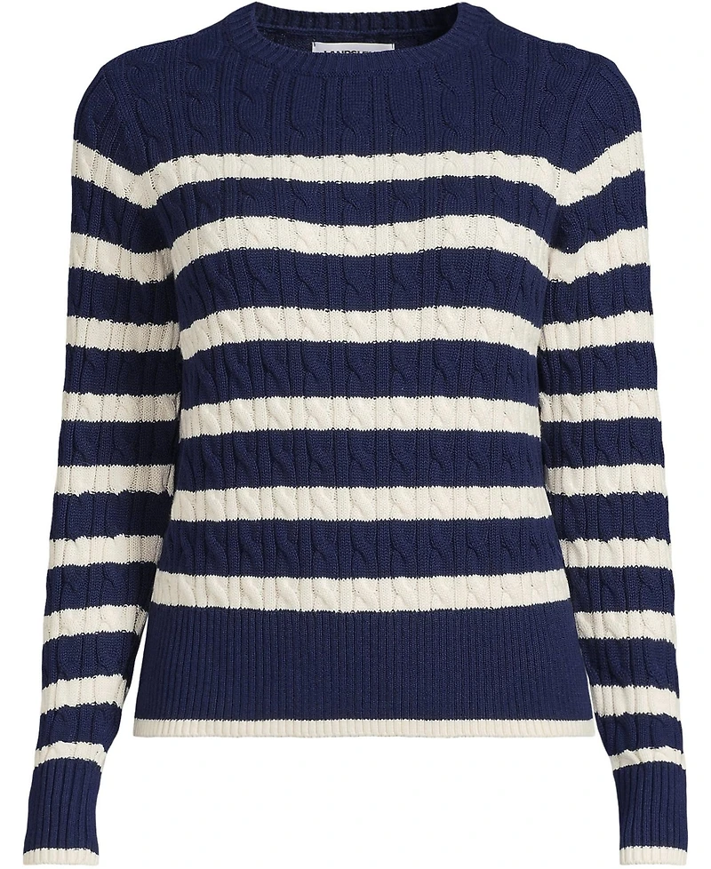 Lands' End Women's Petite Drifter Modern Cable Crew Sweater