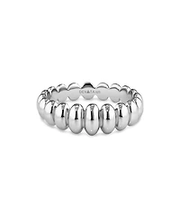 Devata Puffy Ribbed Ring in Rhodium Plated Sterling Silver