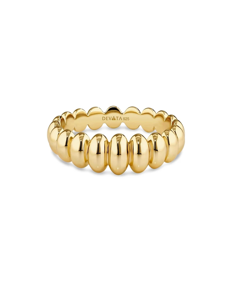 Devata Puffy Ribbed Ring in Gold Plated Sterling Silver