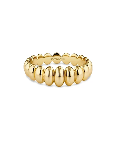 Devata Puffy Ribbed Ring in Gold Plated Sterling Silver