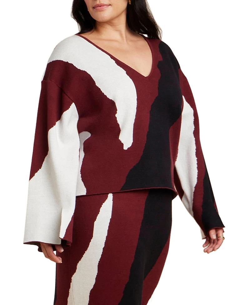Eloquii Women's Plus Chevron Intarsia Sweater