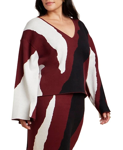 Eloquii Women's Plus Chevron Intarsia Sweater