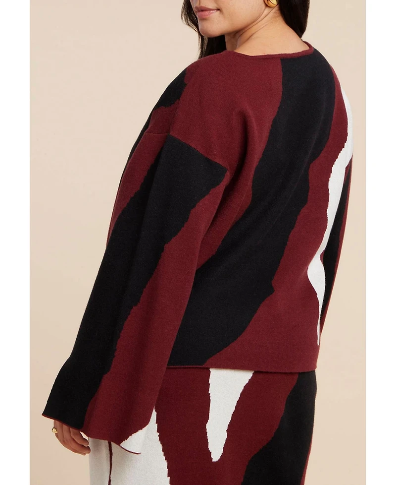 Eloquii Women's Plus Chevron Intarsia Sweater