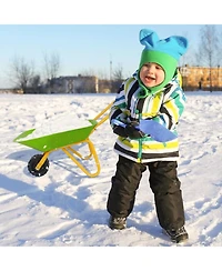 Kids Metal Wheelbarrow with Steel Frame and Safe Non Slip Handles
