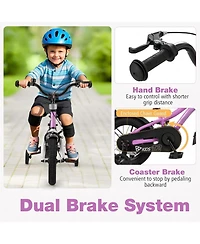 Adjustable Kids Bike with Basket and Training Wheels