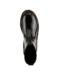 Spring Step Rager Glossy Waterproof Leather Rain Boot with Artistic Outsole and Elastic Side Panels