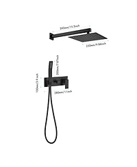 Rainsken Brass Matte Black Shower Faucet Set Shower System 10 Inch Rainfall Shower Head with Handheld Sprayer Bathroom Luxury Rain Mixer Combo Set
