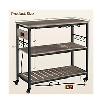 Yaheetech 36.5" H Kitchen Island Cart with Charge Station