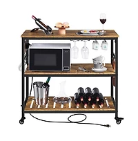 Yaheetech 36.5" H Kitchen Island Cart with Charge Station