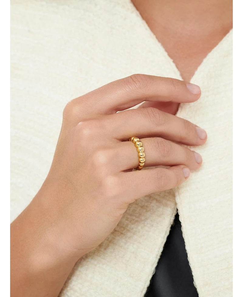 Devata Beaded Ball Ring Gold Plated Sterling Silver, 9