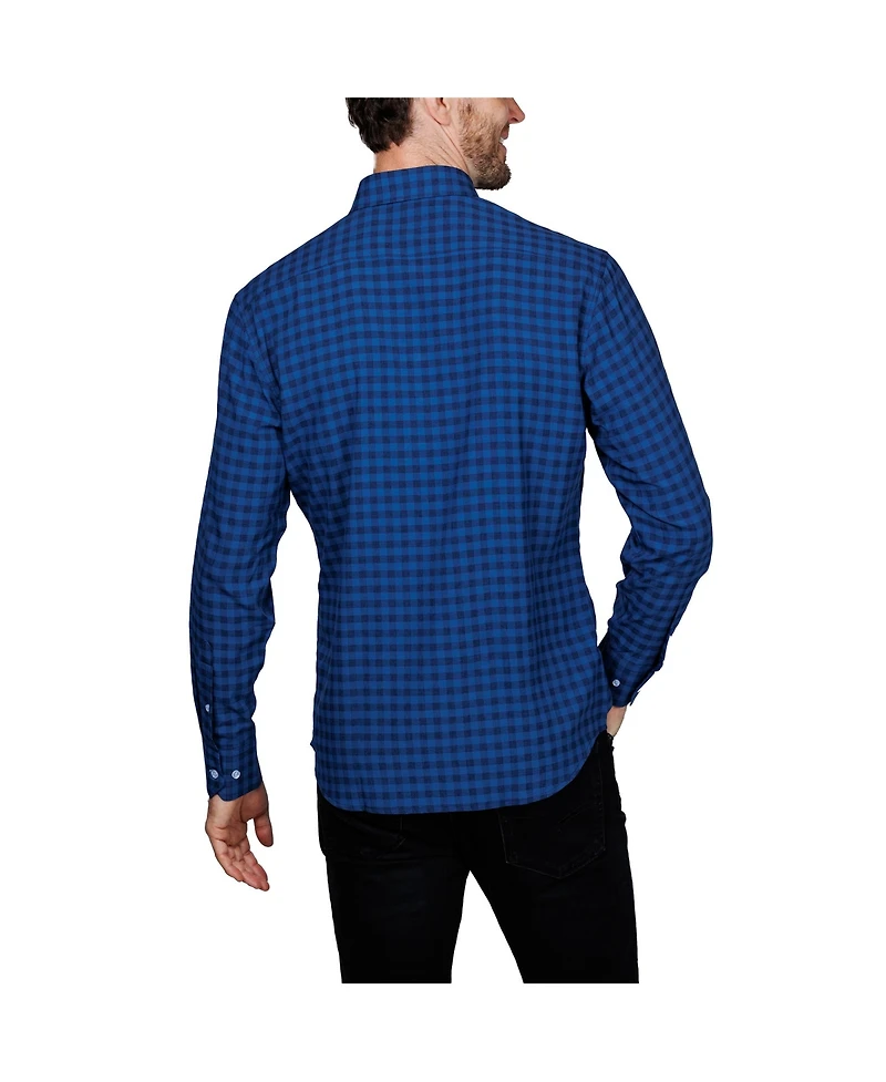 Tailorbyrd Men's Gingham Printed Performance Long Sleeve Shirt
