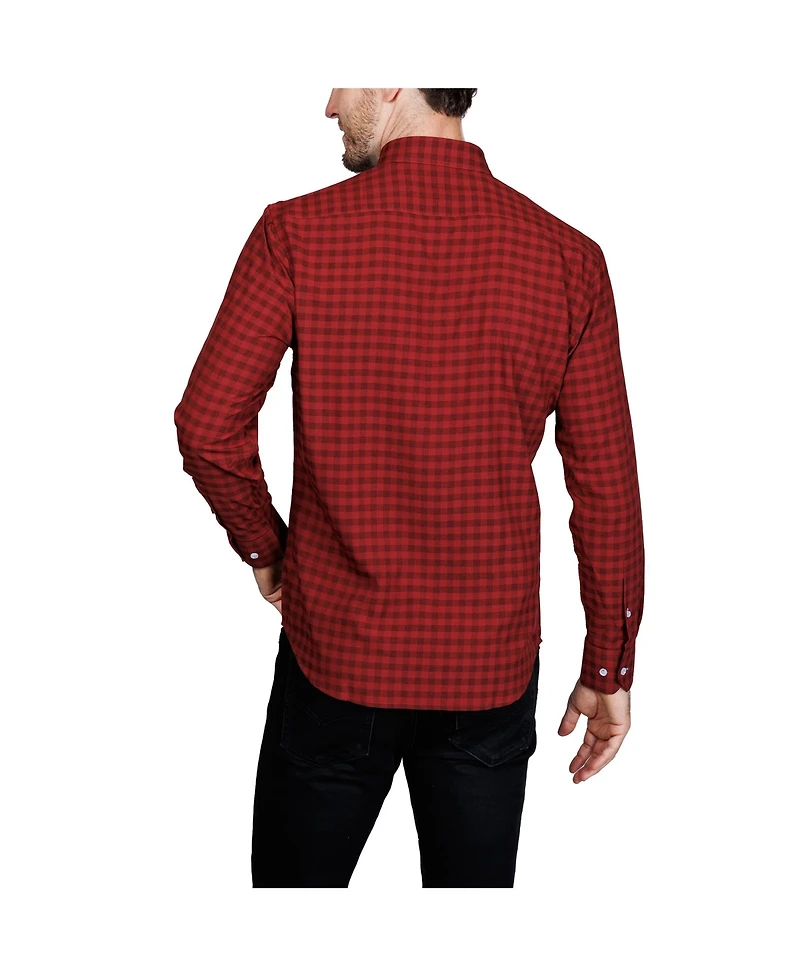 Tailorbyrd Men's Gingham Printed Performance Long Sleeve Shirt
