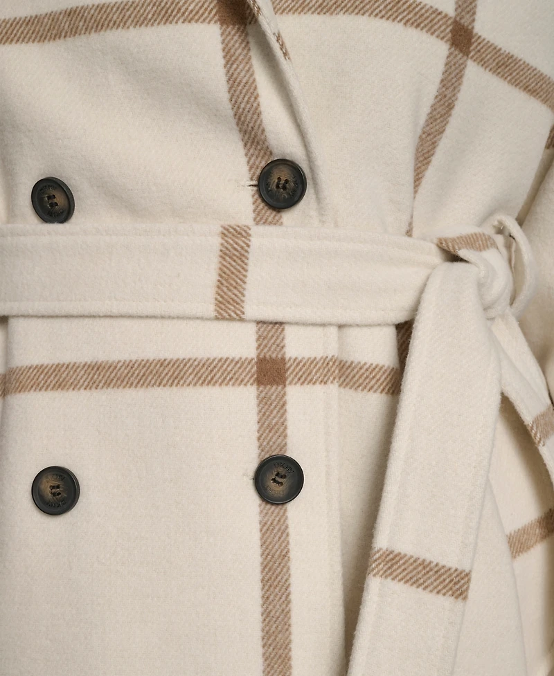 Dkny Plus Belted Notch Collar Coat