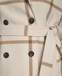 Dkny Plus Belted Notch Collar Coat